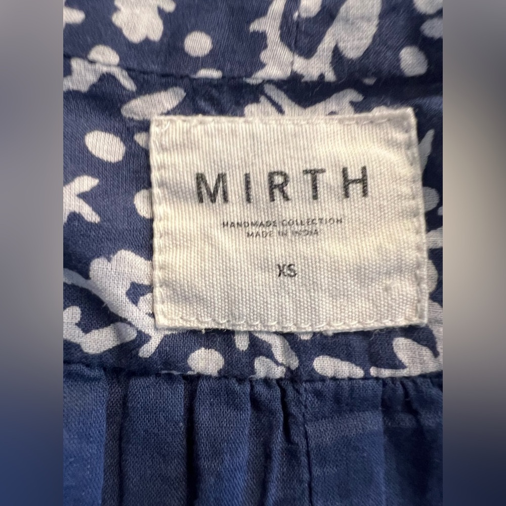 Mirth Navy Blue and White Floral Belted Dress Size XS - Picture 4 of 6